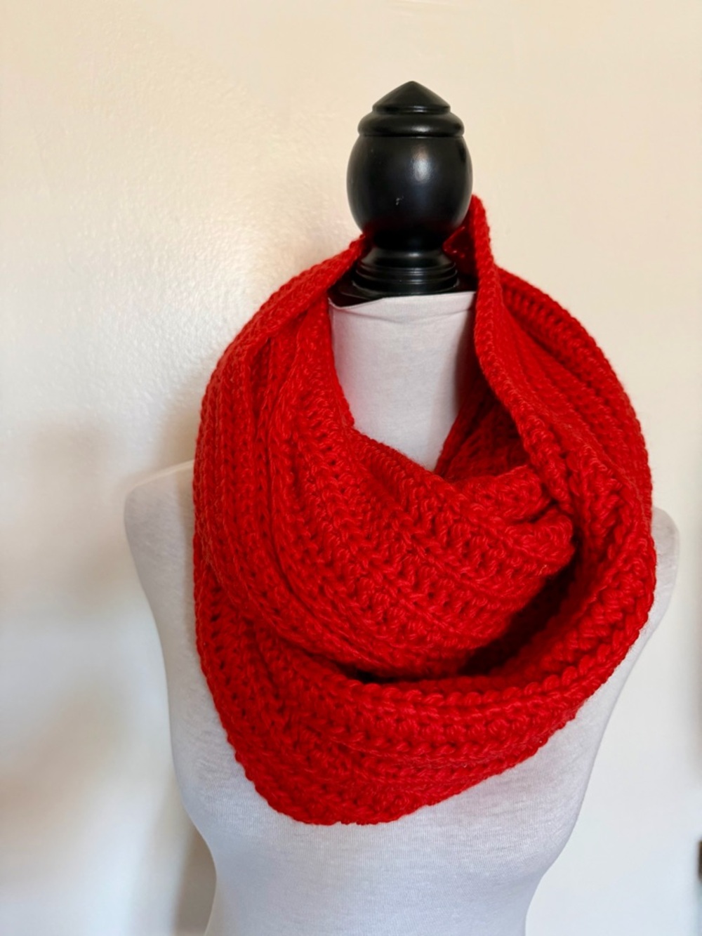 Coach Red/Orange Chunky Knit Infinity Scarf - Women Accessories